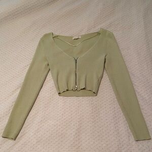 Pacsun LA Hearts Green crop top w/ zipper